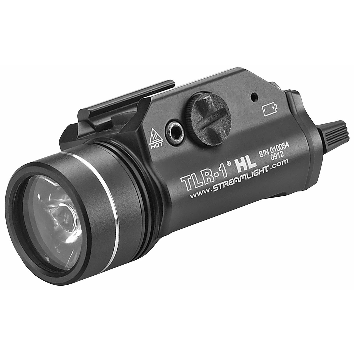 Streamlight TLR-1 HL 1000 lumen tactical weapon light with rail clamp mount and ambidextrous paddle switches
