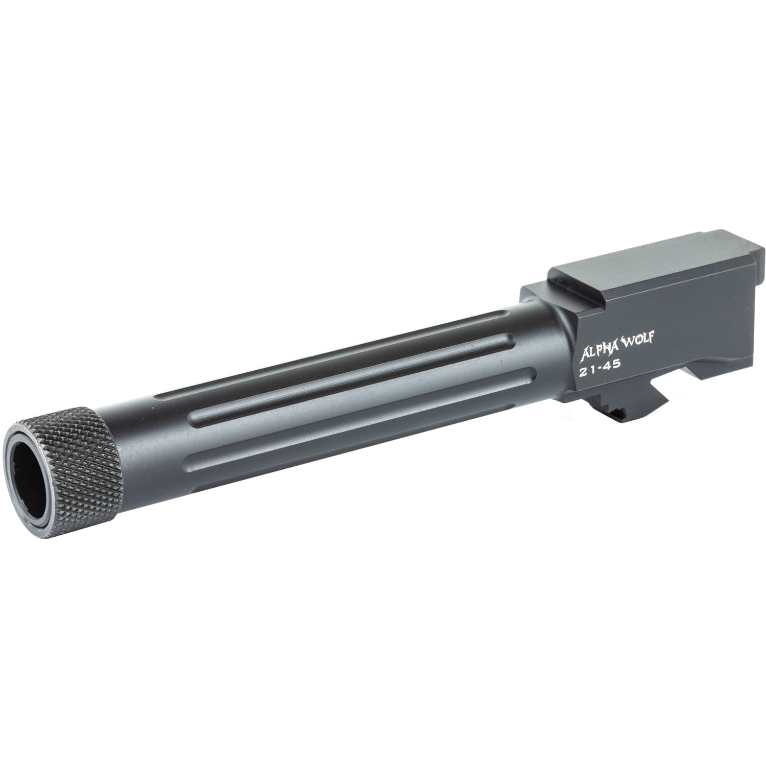 Lone Wolf AlphaWolf barrel side profile view displaying .578x28 threaded muzzle and fluting details