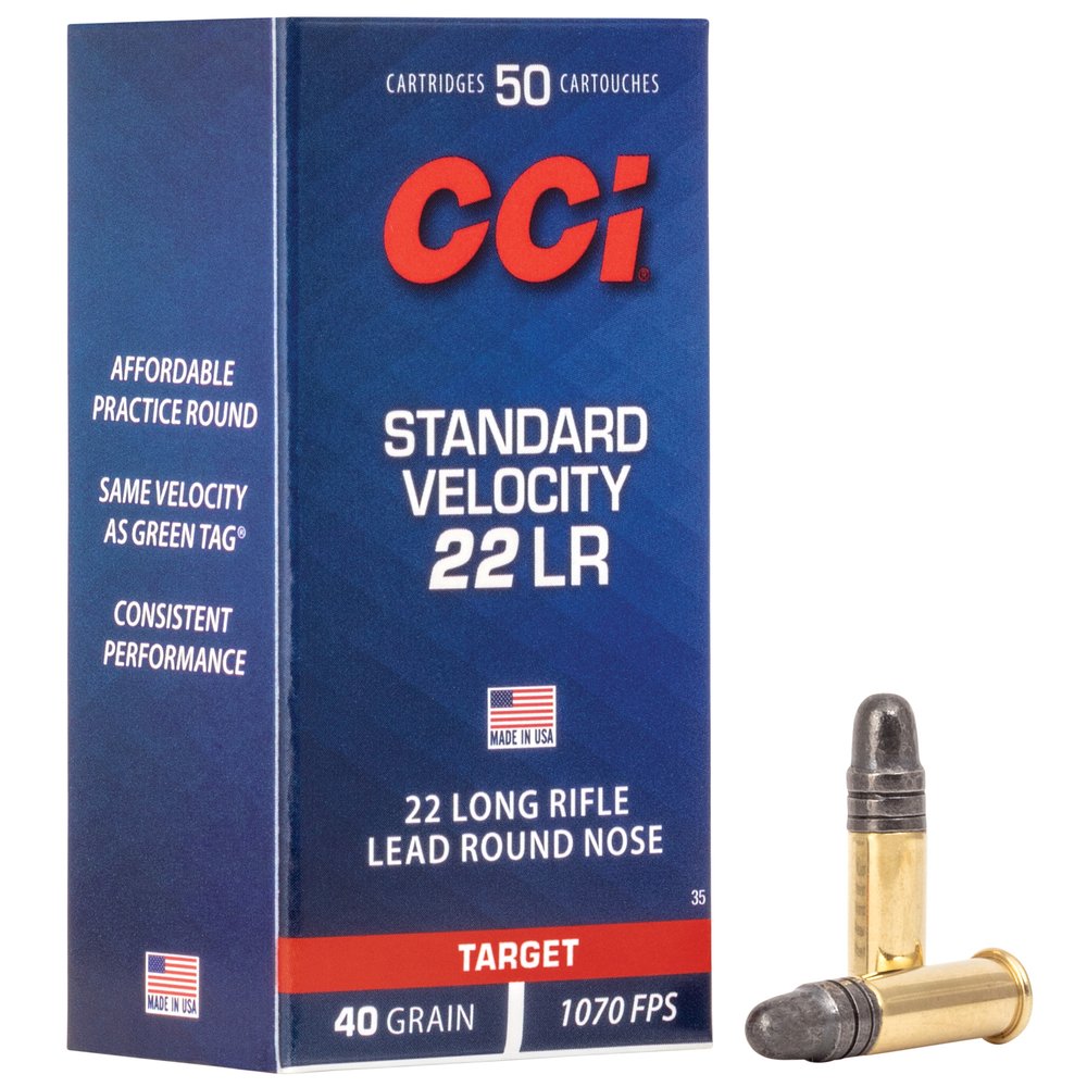 CCI Ammunition Standard Velocity 22 LR 40Gr Lead Round Nose [50 Round Box]