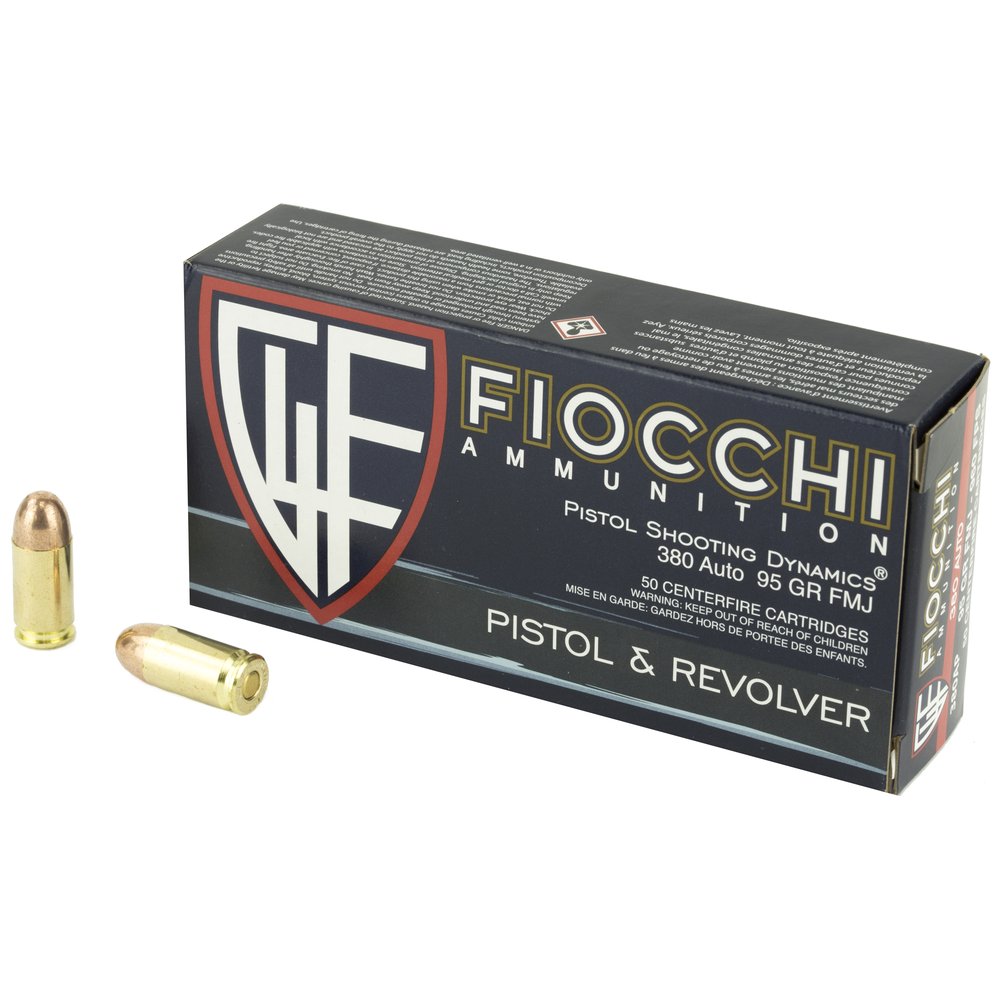 Fiocchi Ammunition Fiocchi Centerfire Pistol 380 ACP 95Gr Full Metal Jacket [50 Round Box]
