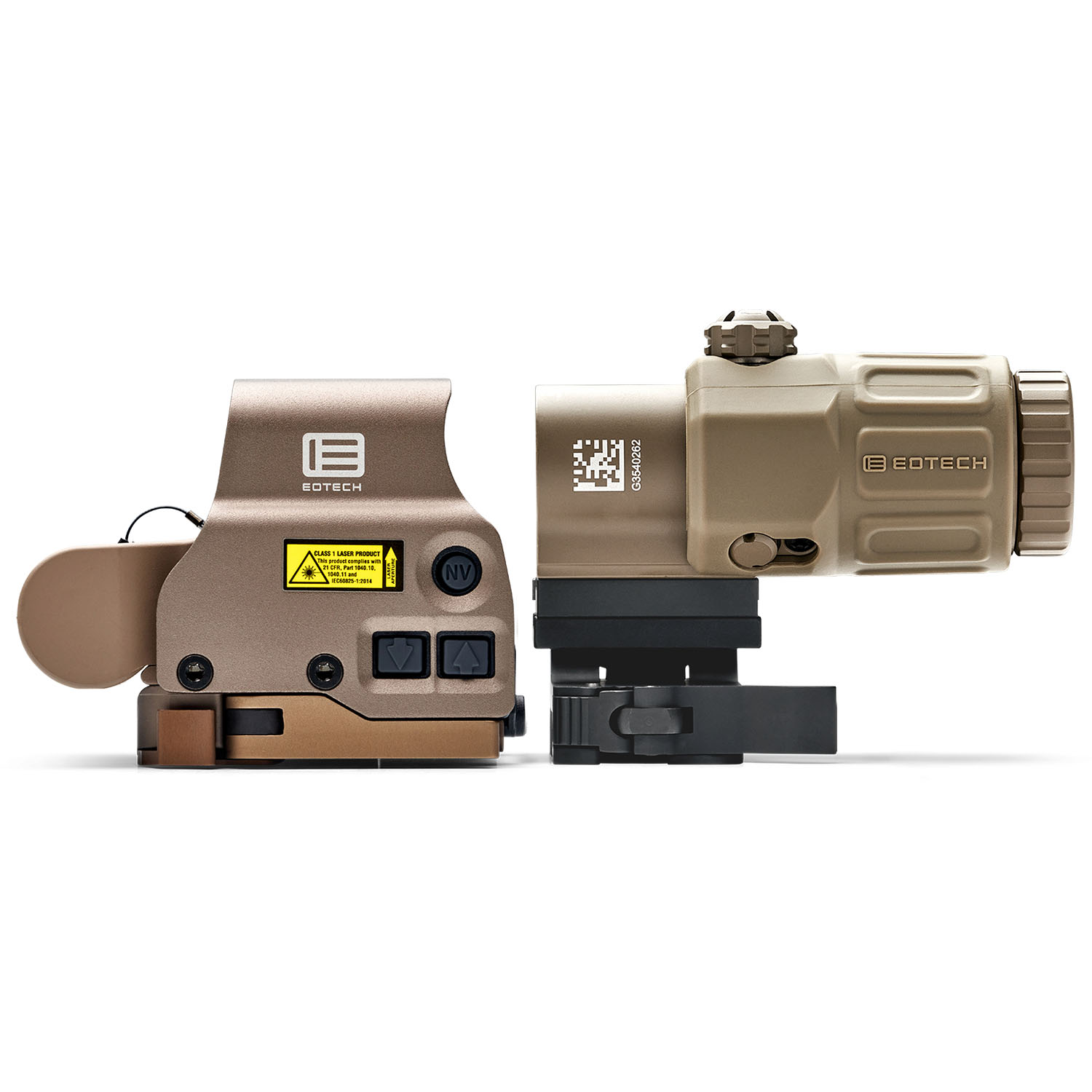 EOTECH HHS VIII holographic hybrid sight system in Flat Dark Earth with EXPS3-0 and G33 magnifier mounted together