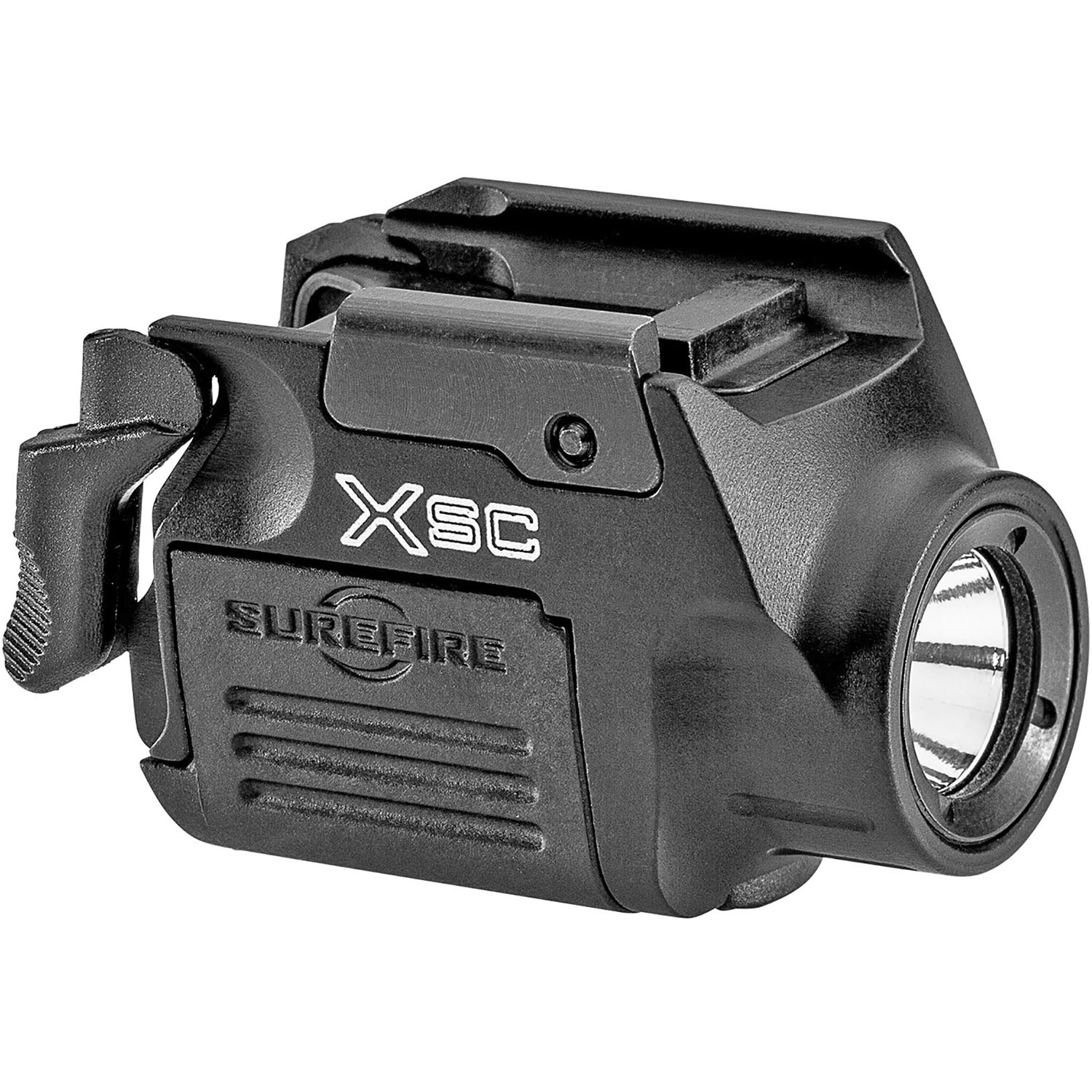 SureFire XSC micro-compact weapon light showing ambidextrous controls and rail mounting system